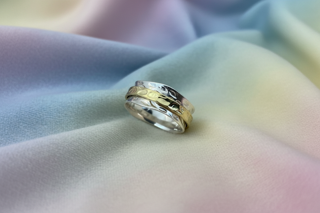 Hammerd Brass & Silver Spinner Ring