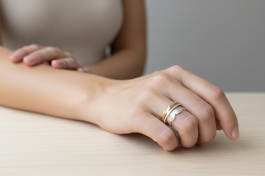 Brass & Sterling Silver Spinner Ring - Size I