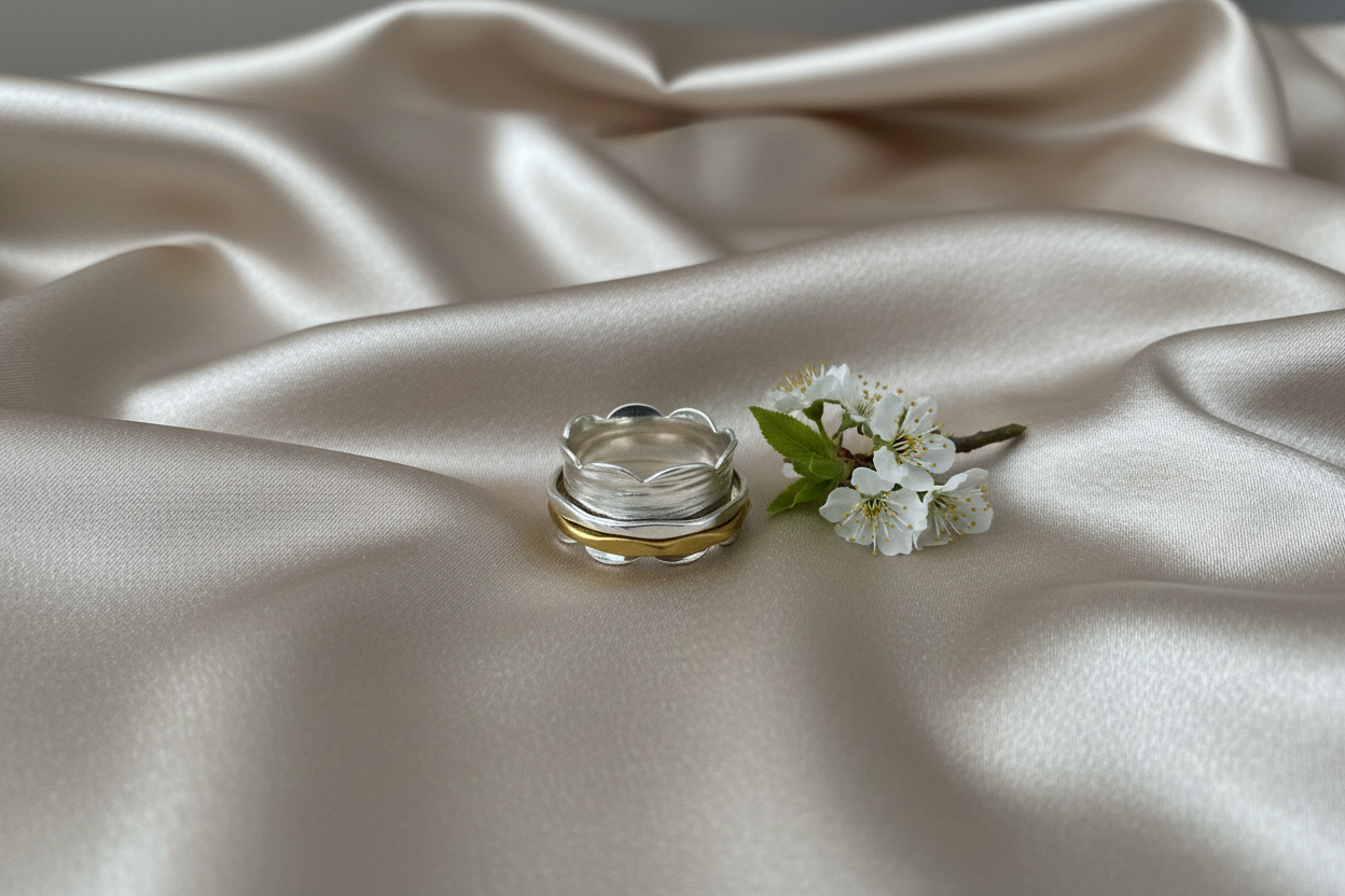 Brass & Sterling Silver Spinner Ring - Size I