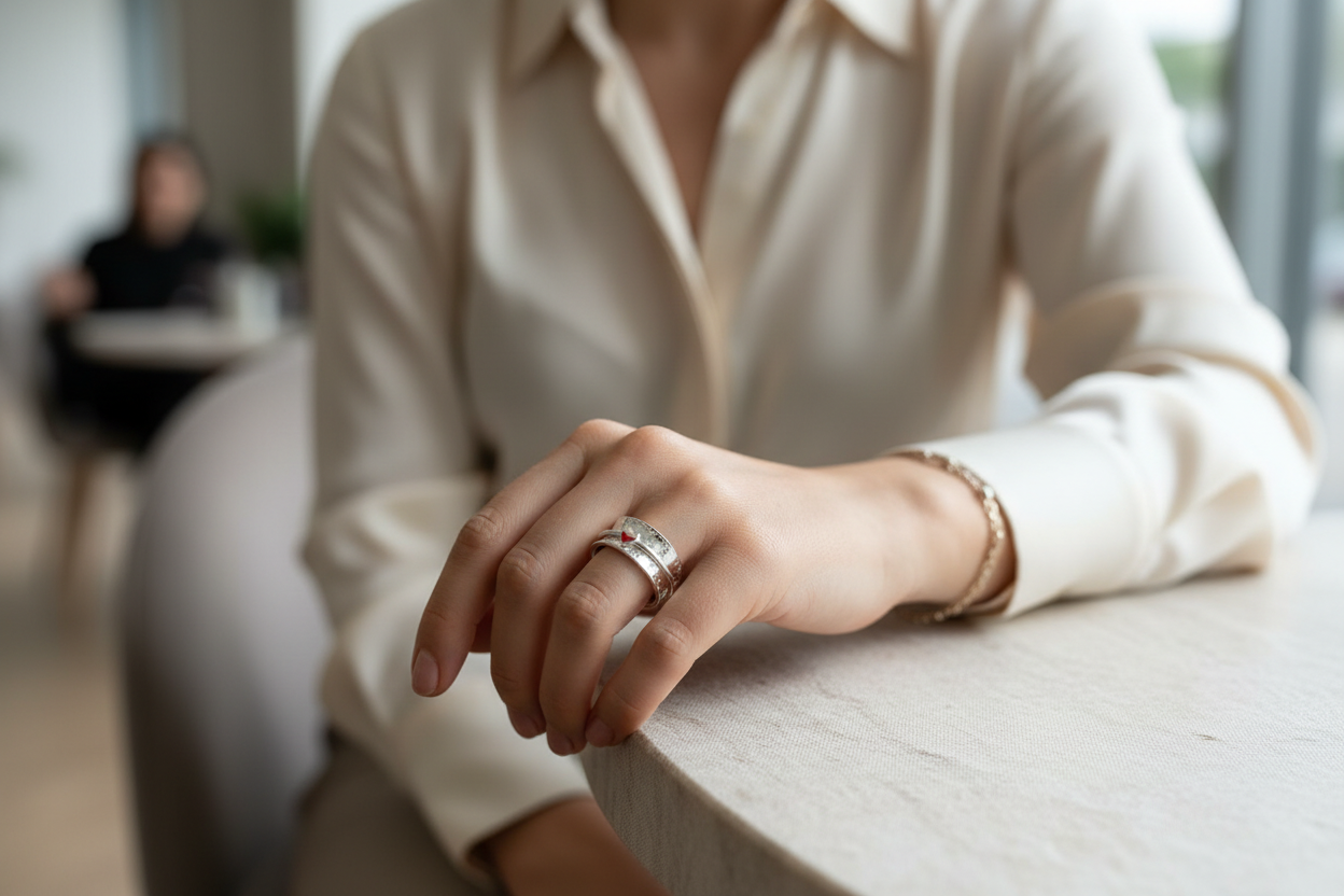 Heart Silver Spinner Ring - Size O