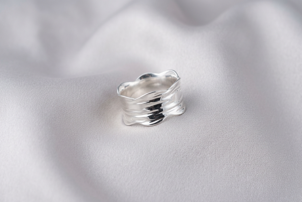 Wide Hammered Ring