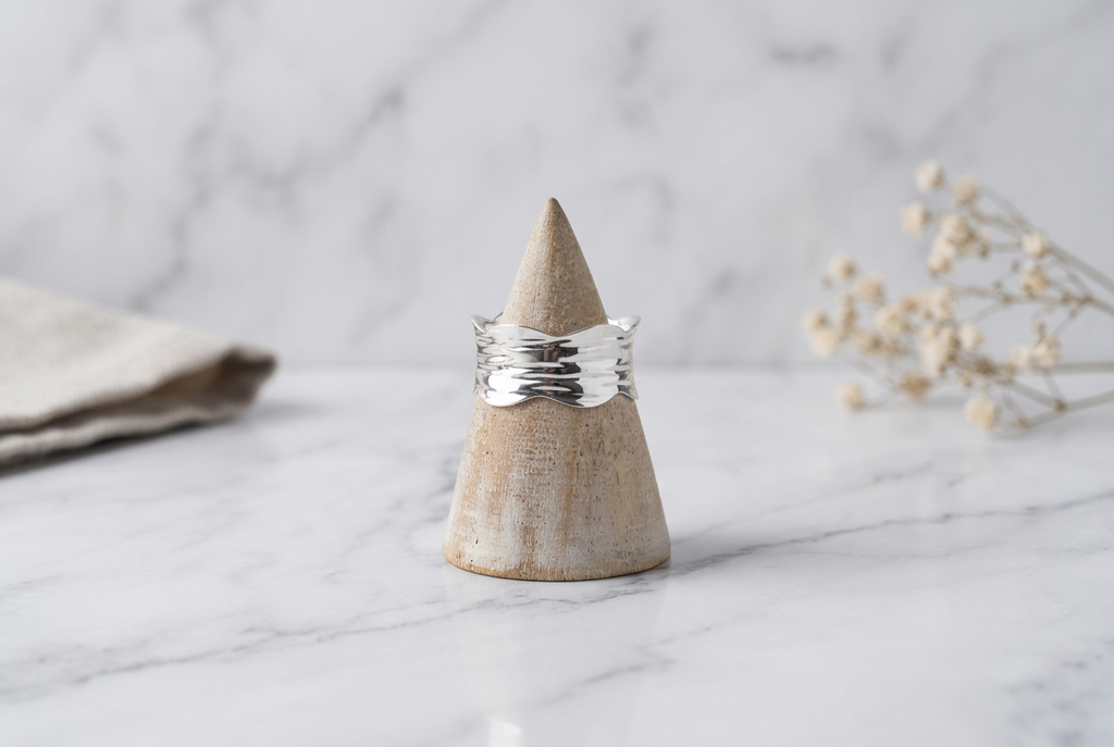 Wide Hammered Ring
