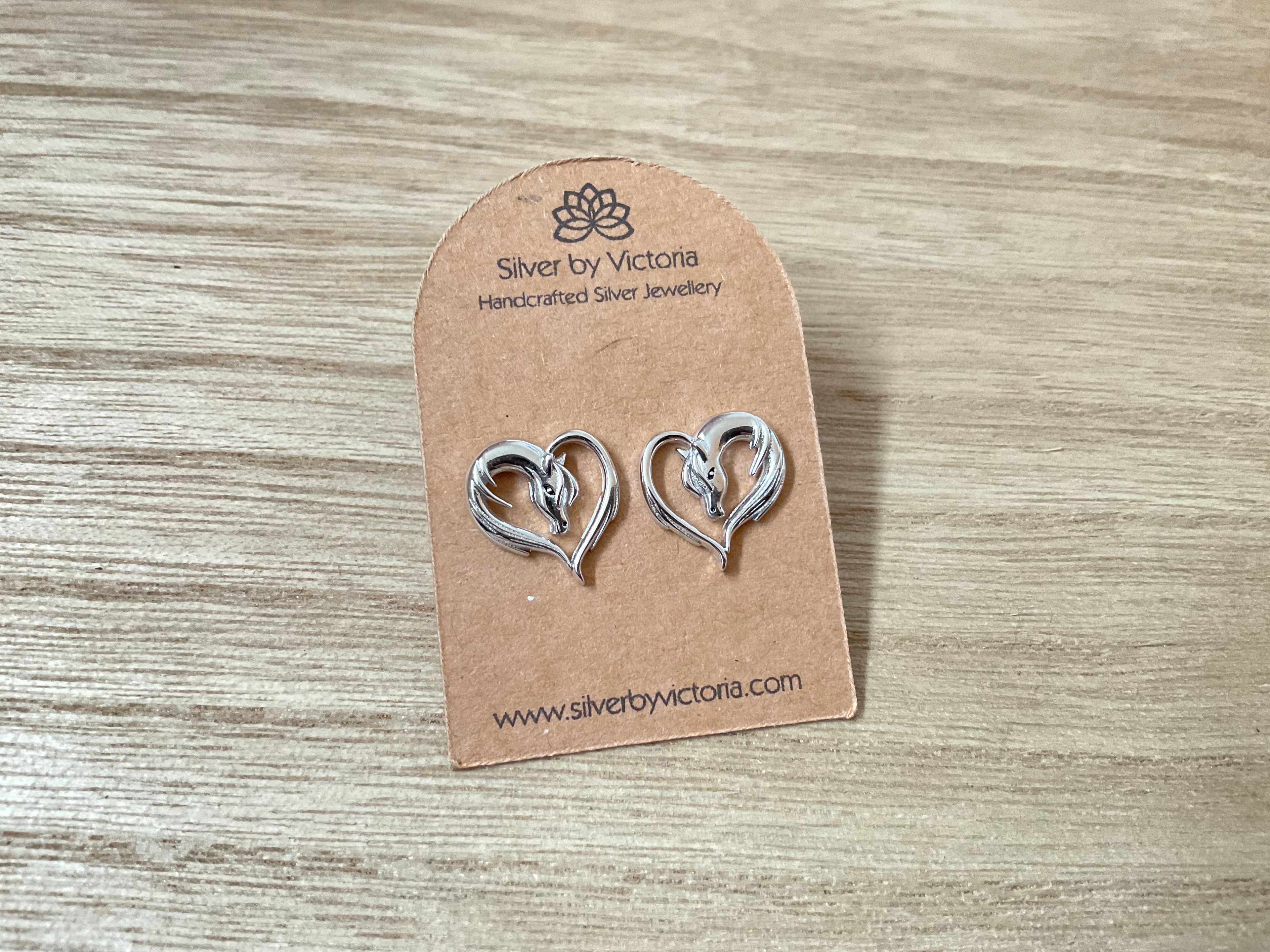 Heart Horse Head Stud Earrings