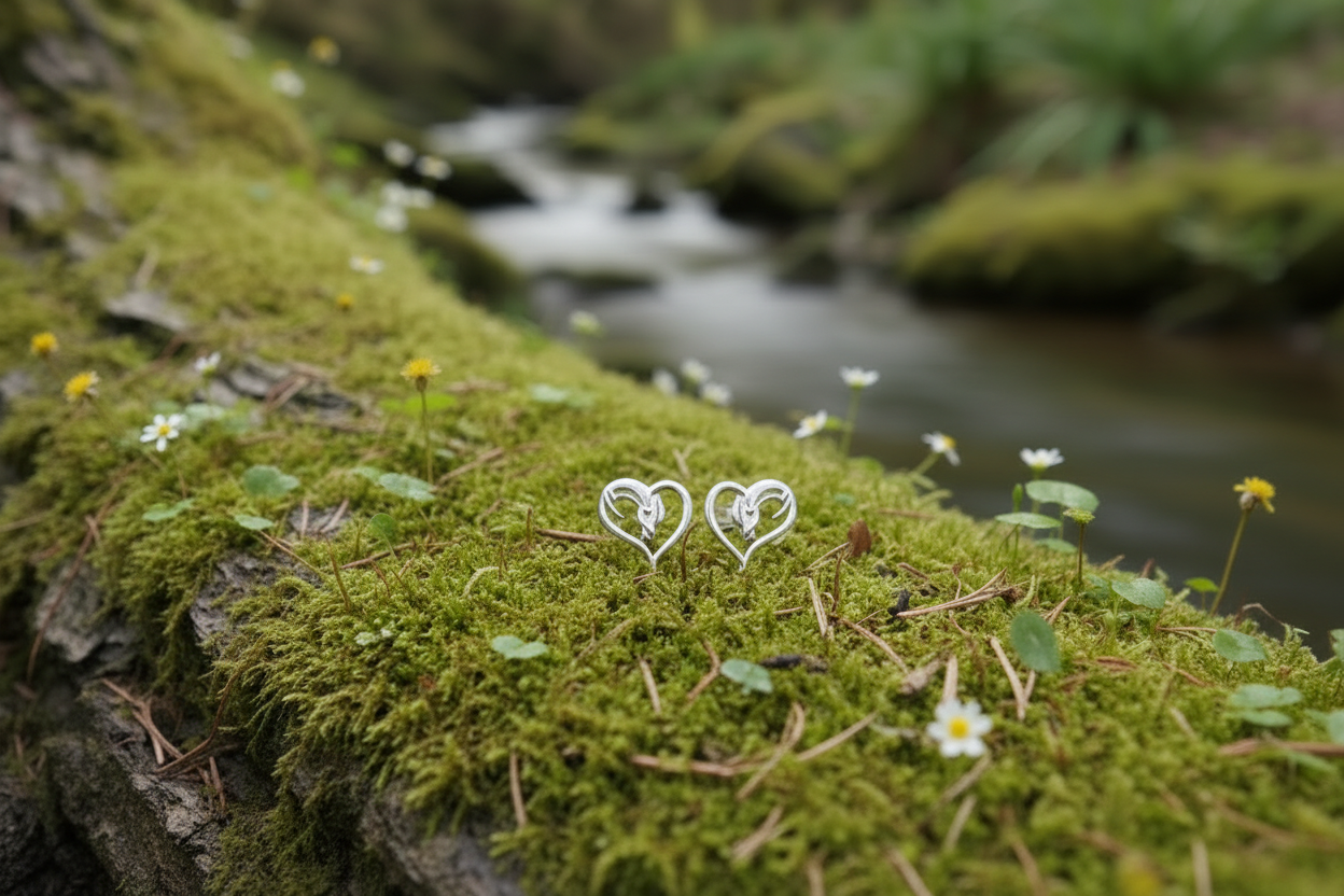 Heart Horse Head Stud Earrings