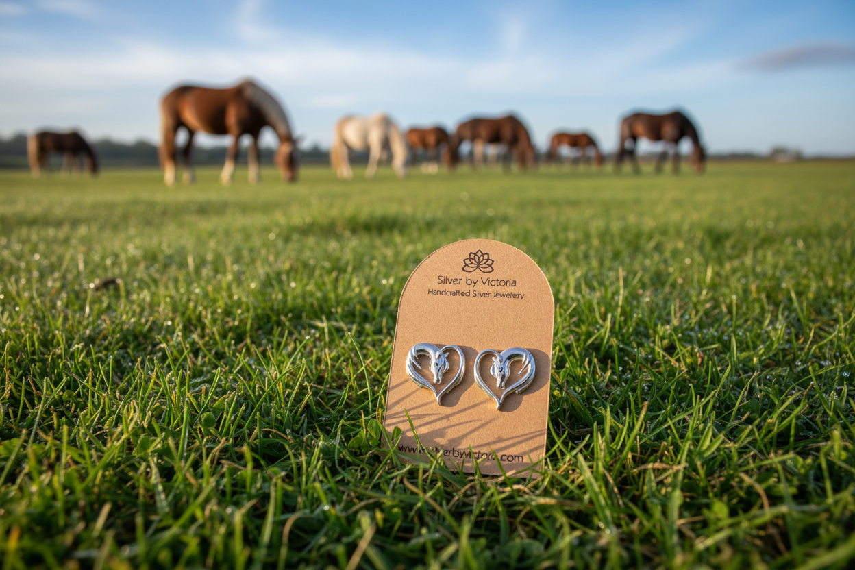 Heart Horse Head Stud Earrings