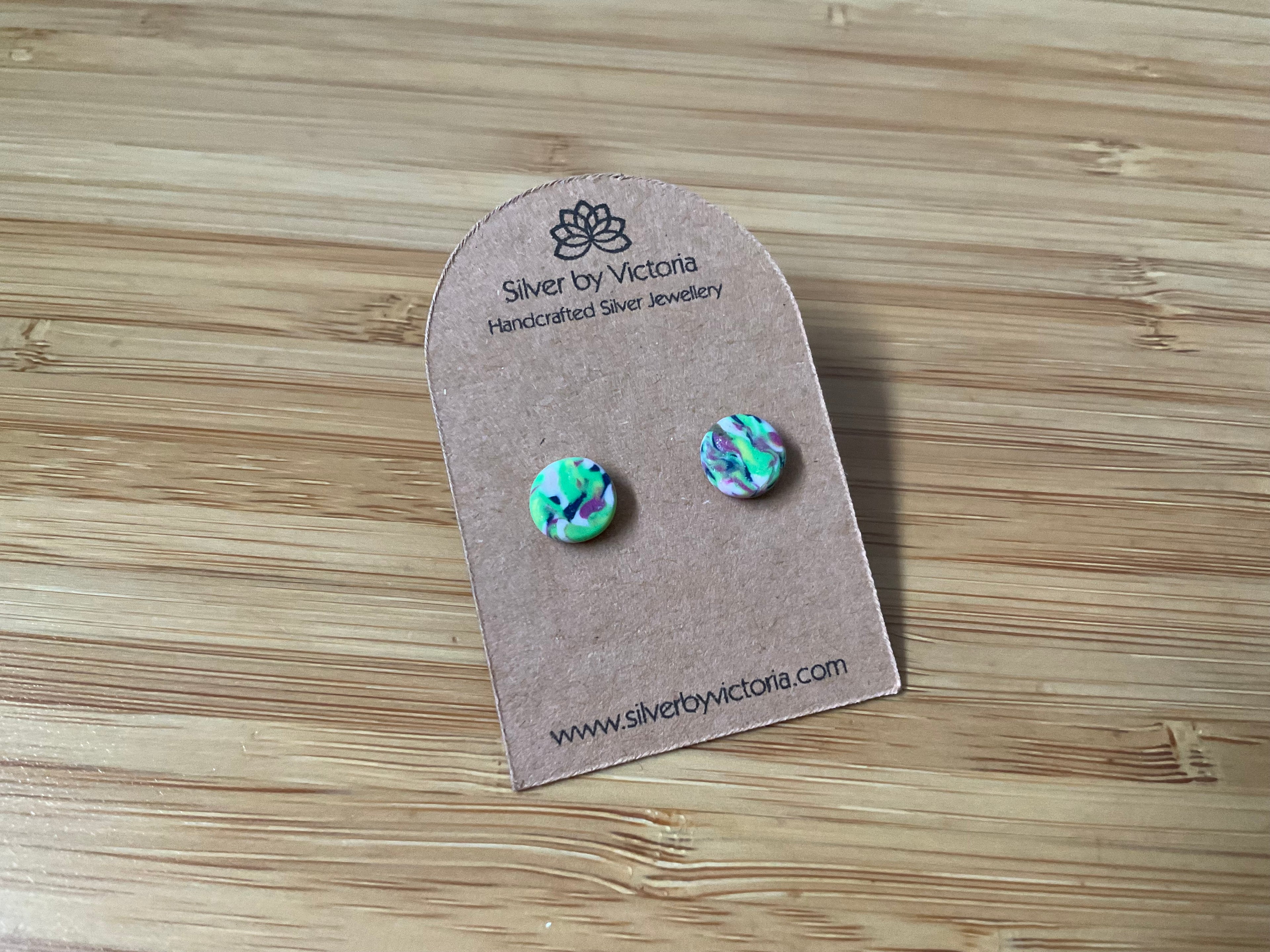 Green Polymer Clay Stud Earrings