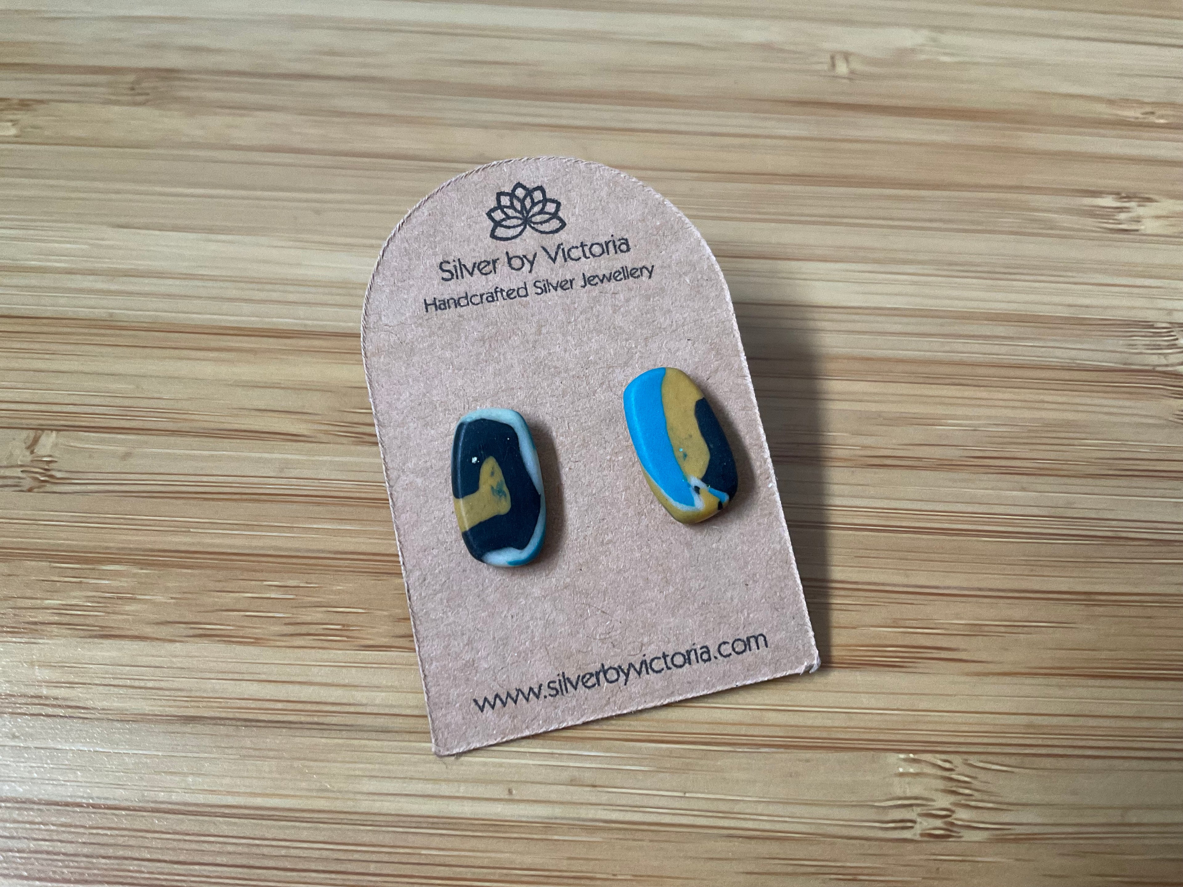 Brown Polymer Clay Stud Earrings