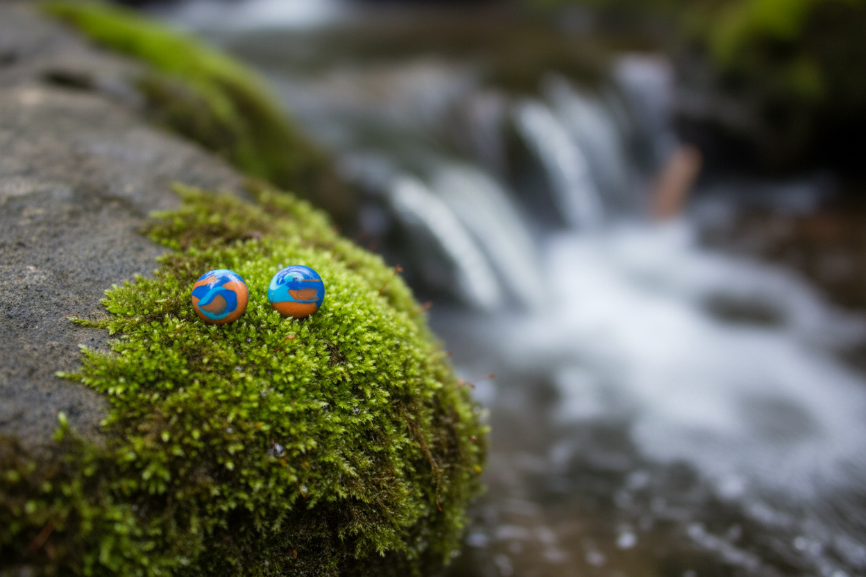 Orange & Blue Polymer Clay Stud Earrings