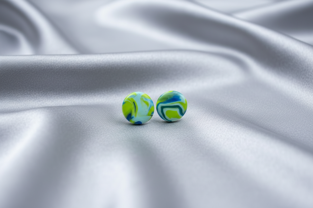 Yellow & Blue Polymer Clay Stud Earrings