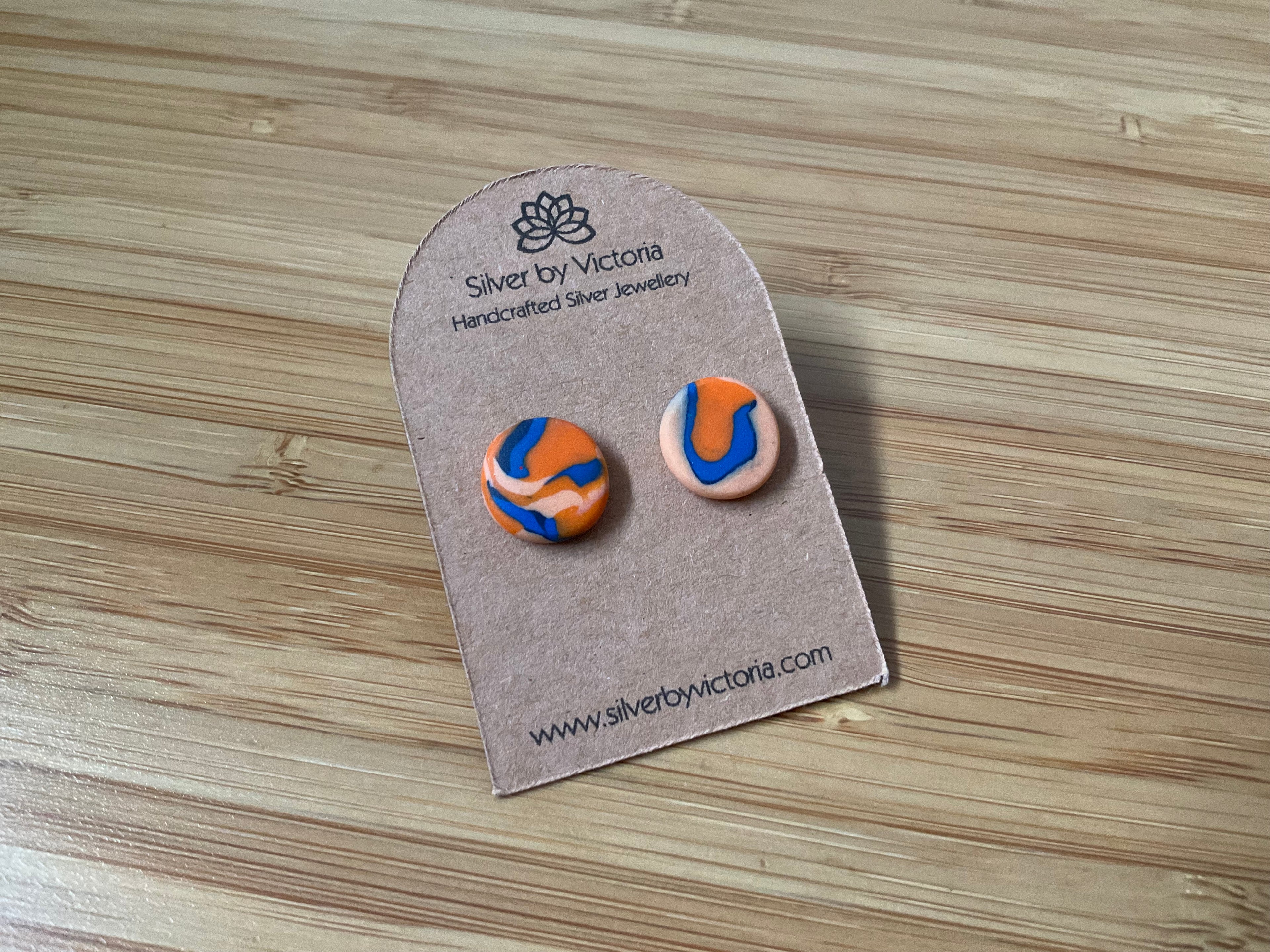 Orange Polymer Clay Stud Earrings