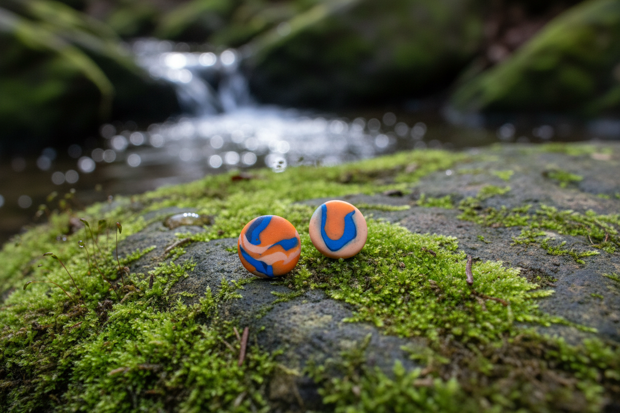Orange Polymer Clay Stud Earrings