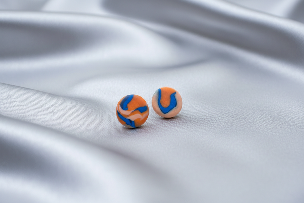 Orange Polymer Clay Stud Earrings