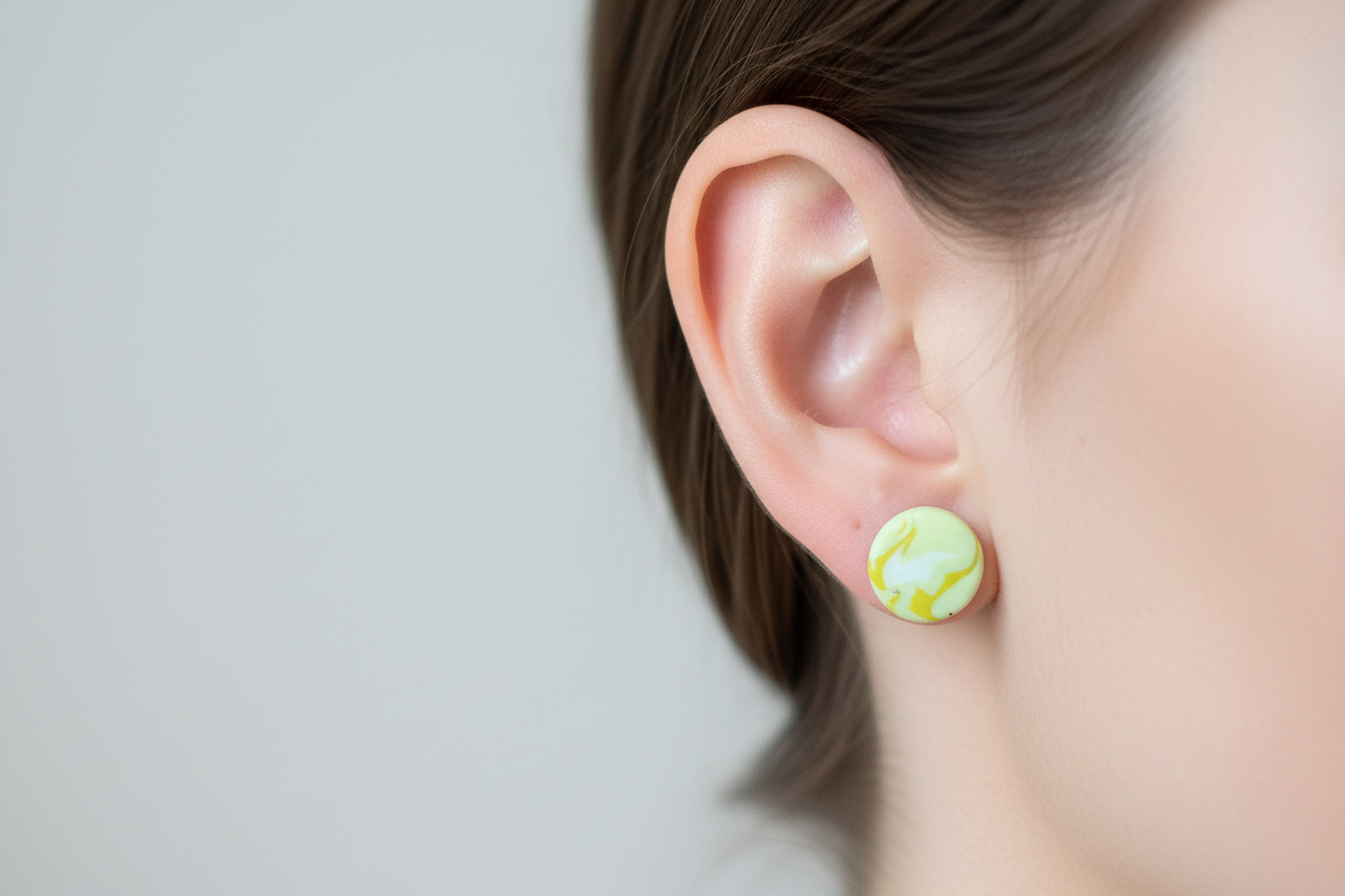 Yellow Circle Polymer Clay Stud Earrings