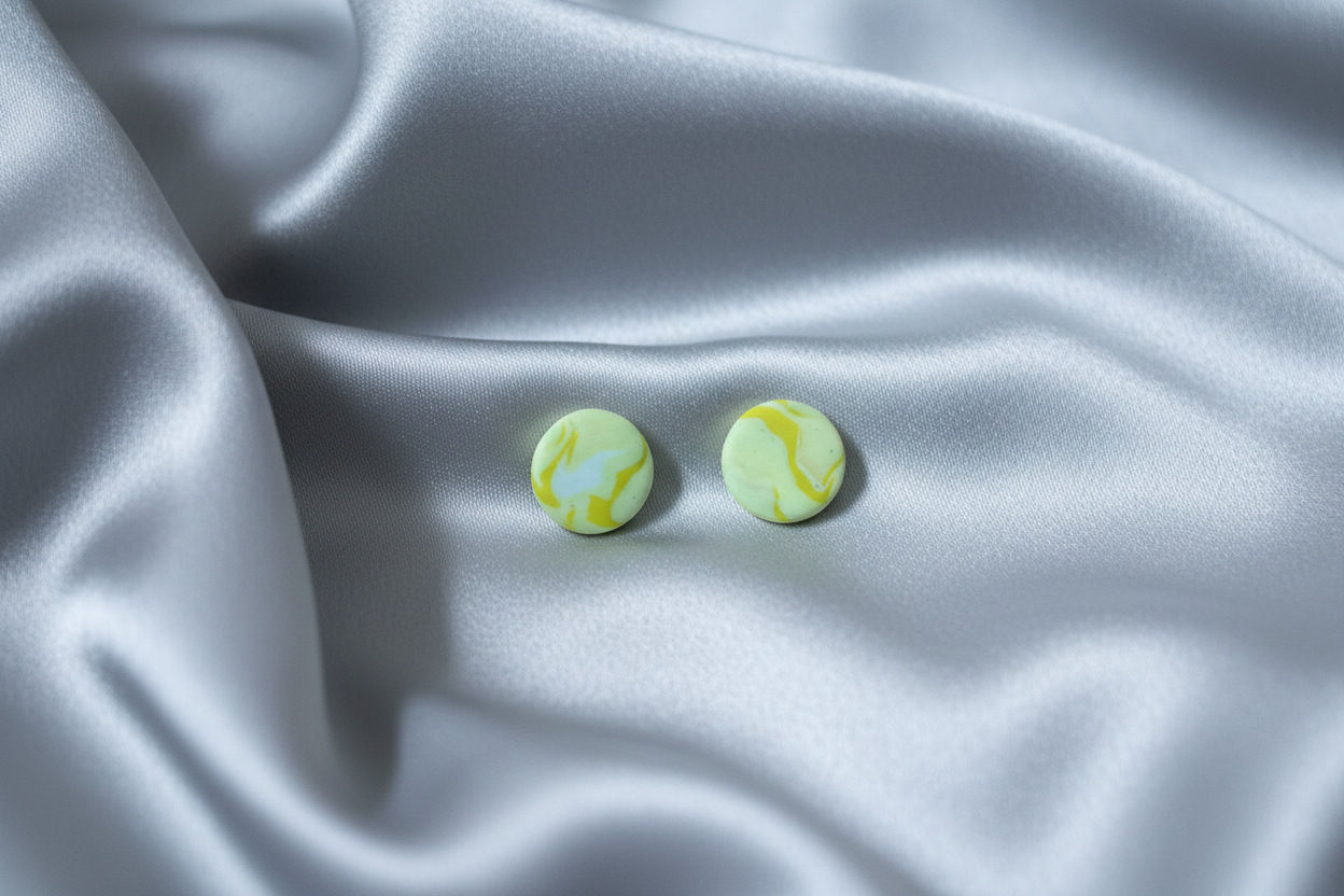 Yellow Circle Polymer Clay Stud Earrings