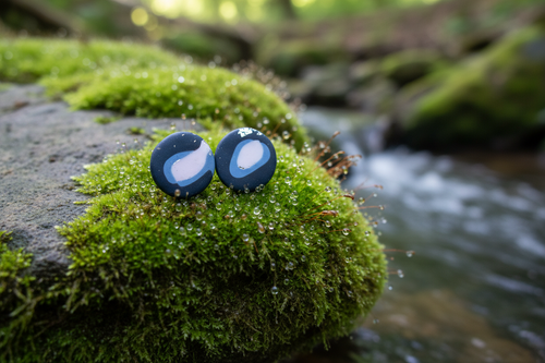 Black, Pink & Grey Polymer Clay Stud Earrings