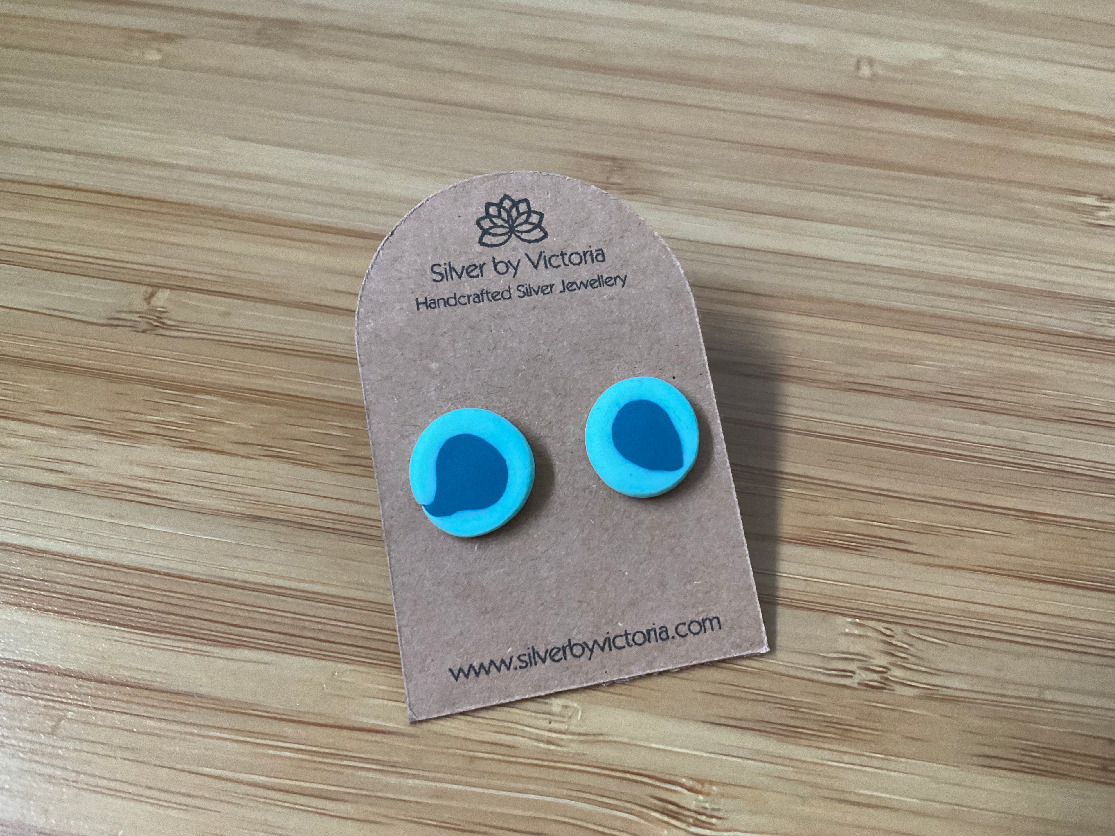 Blue Polymer Clay Stud Earrings