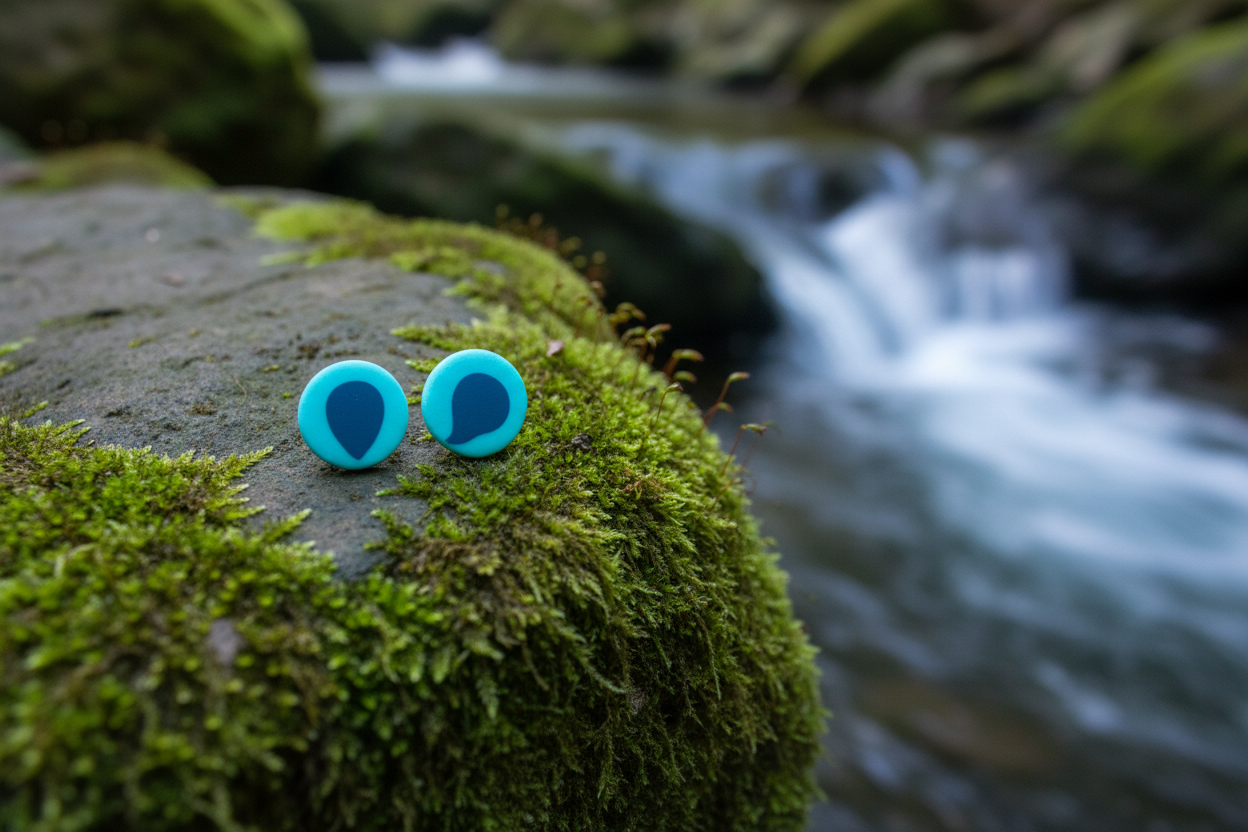 Blue Polymer Clay Stud Earrings