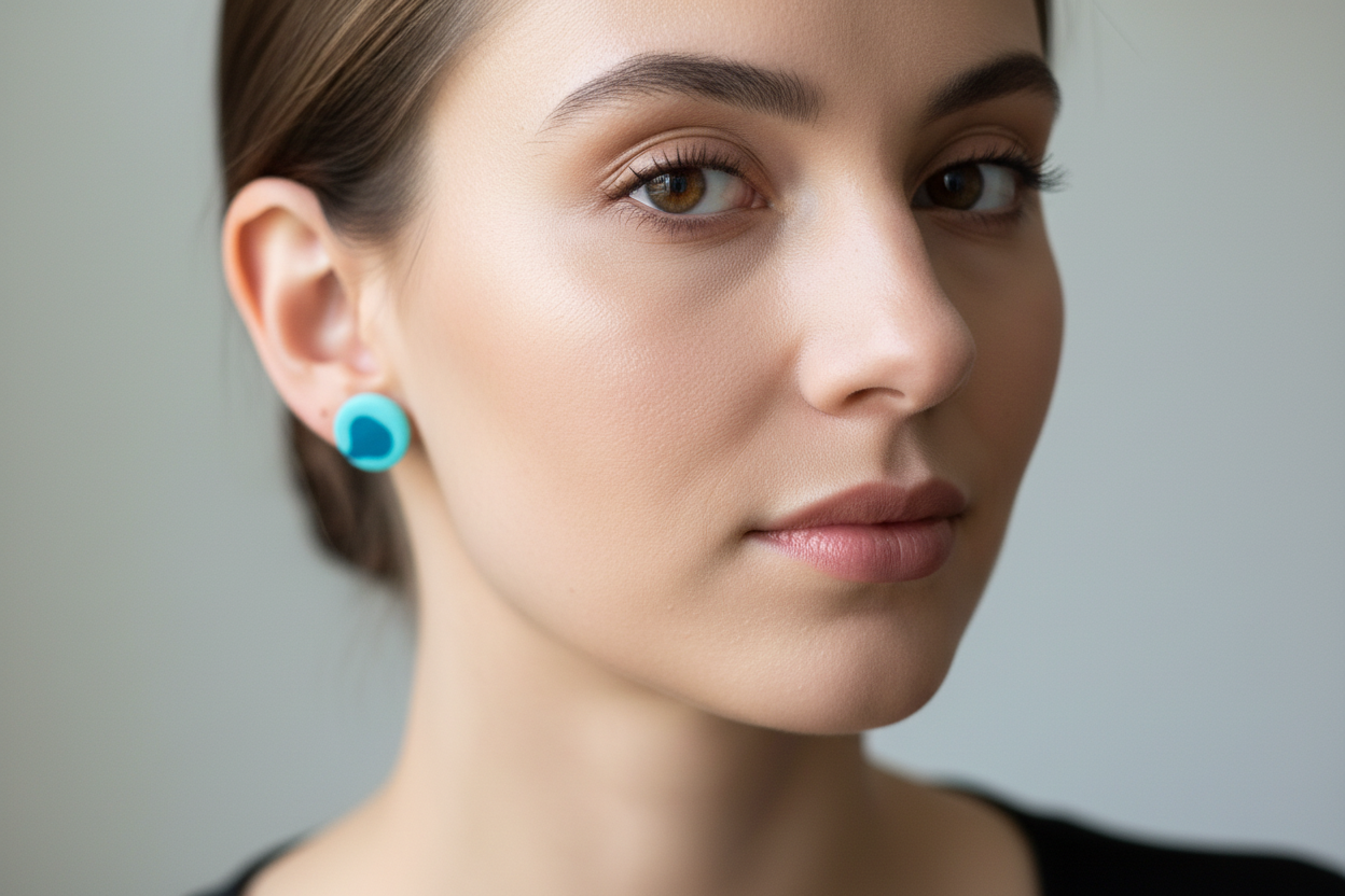 Blue Polymer Clay Stud Earrings