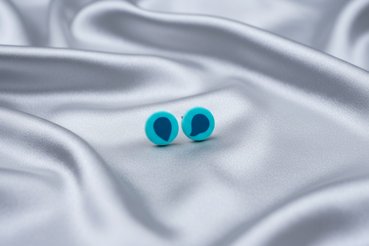 Blue Polymer Clay Stud Earrings