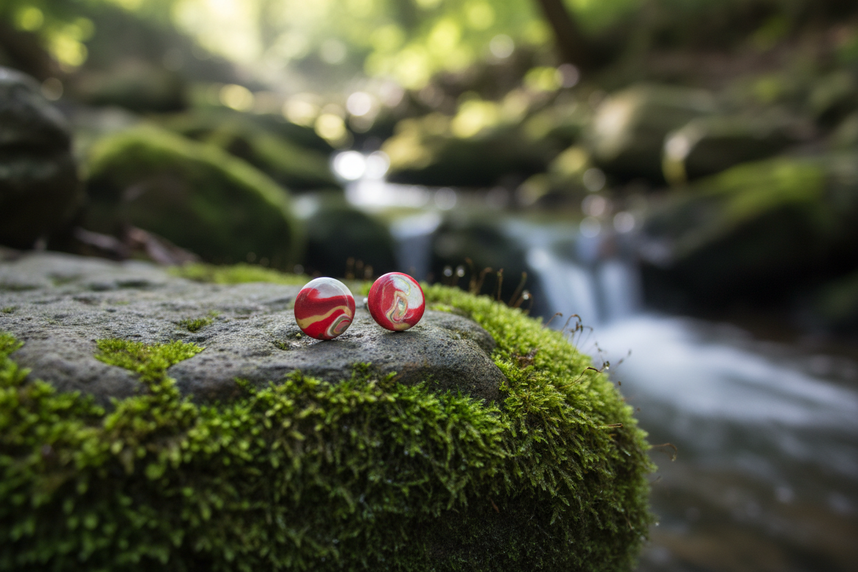 Red Polymer Clay Stud Earrings
