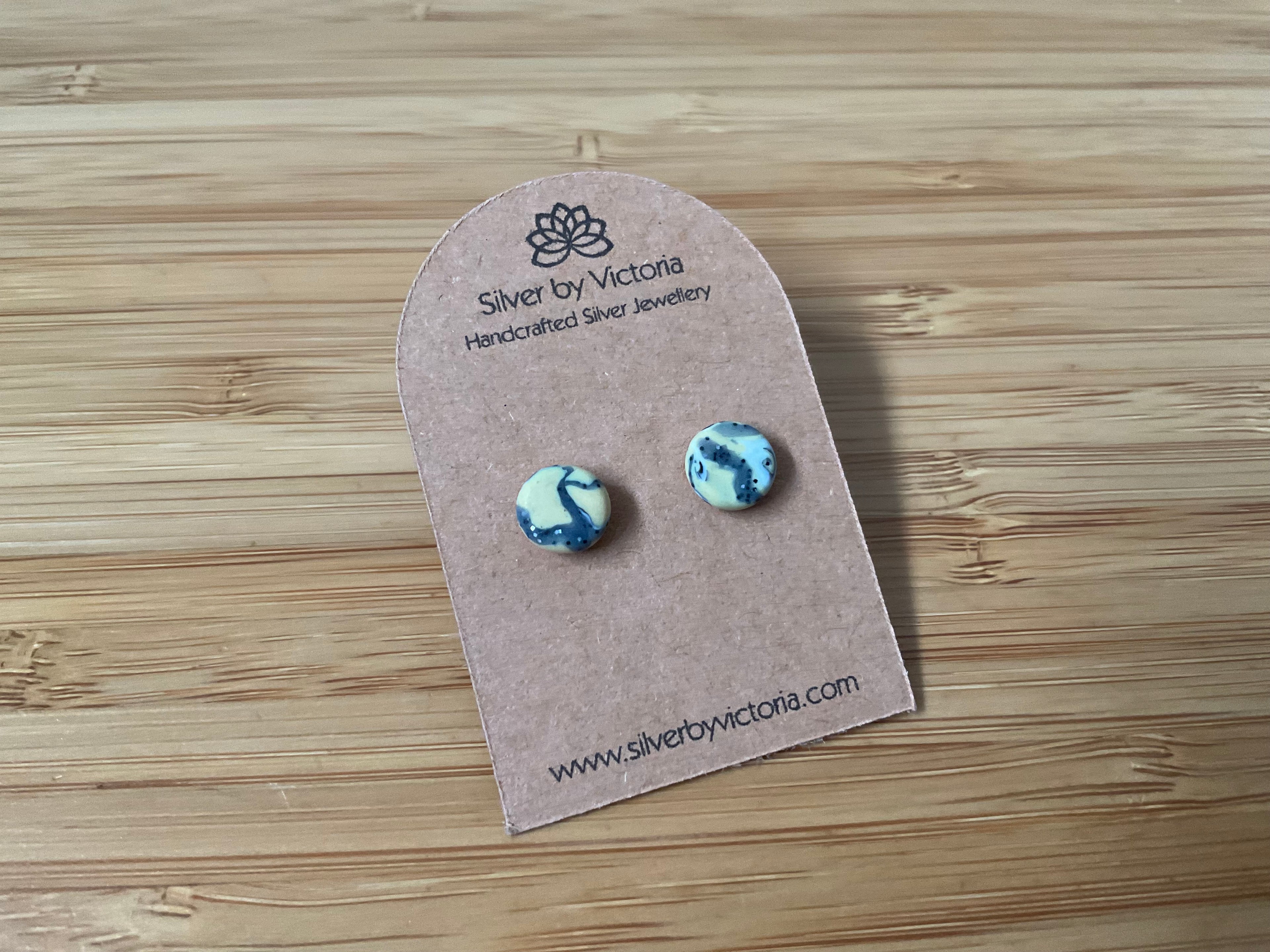 Yellow & Grey Polymer Clay Stud Earrings