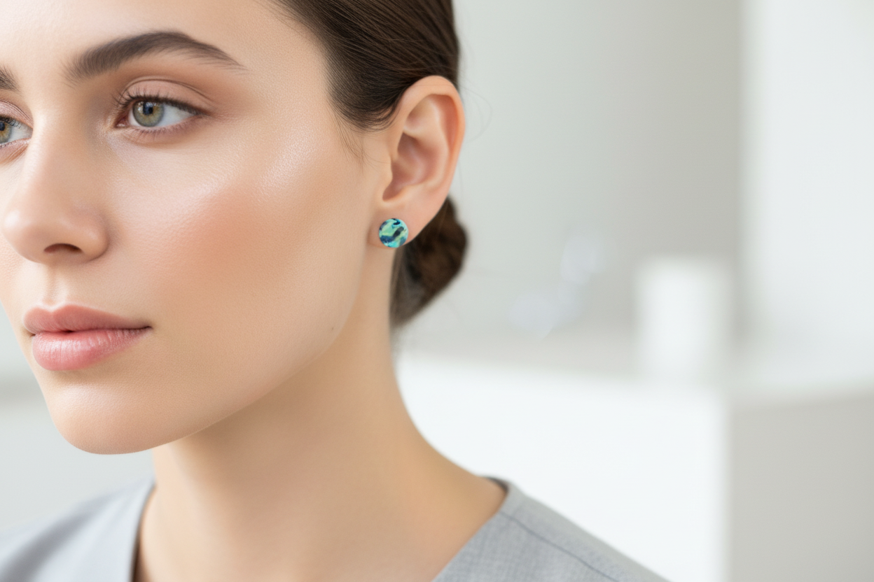 Yellow & Grey Polymer Clay Stud Earrings