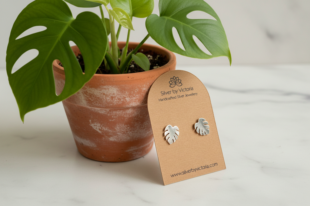 Monstera Leaf Stud Earrings