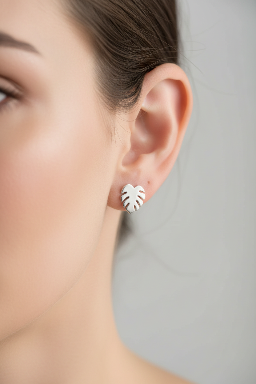 Monstera Leaf Stud Earrings