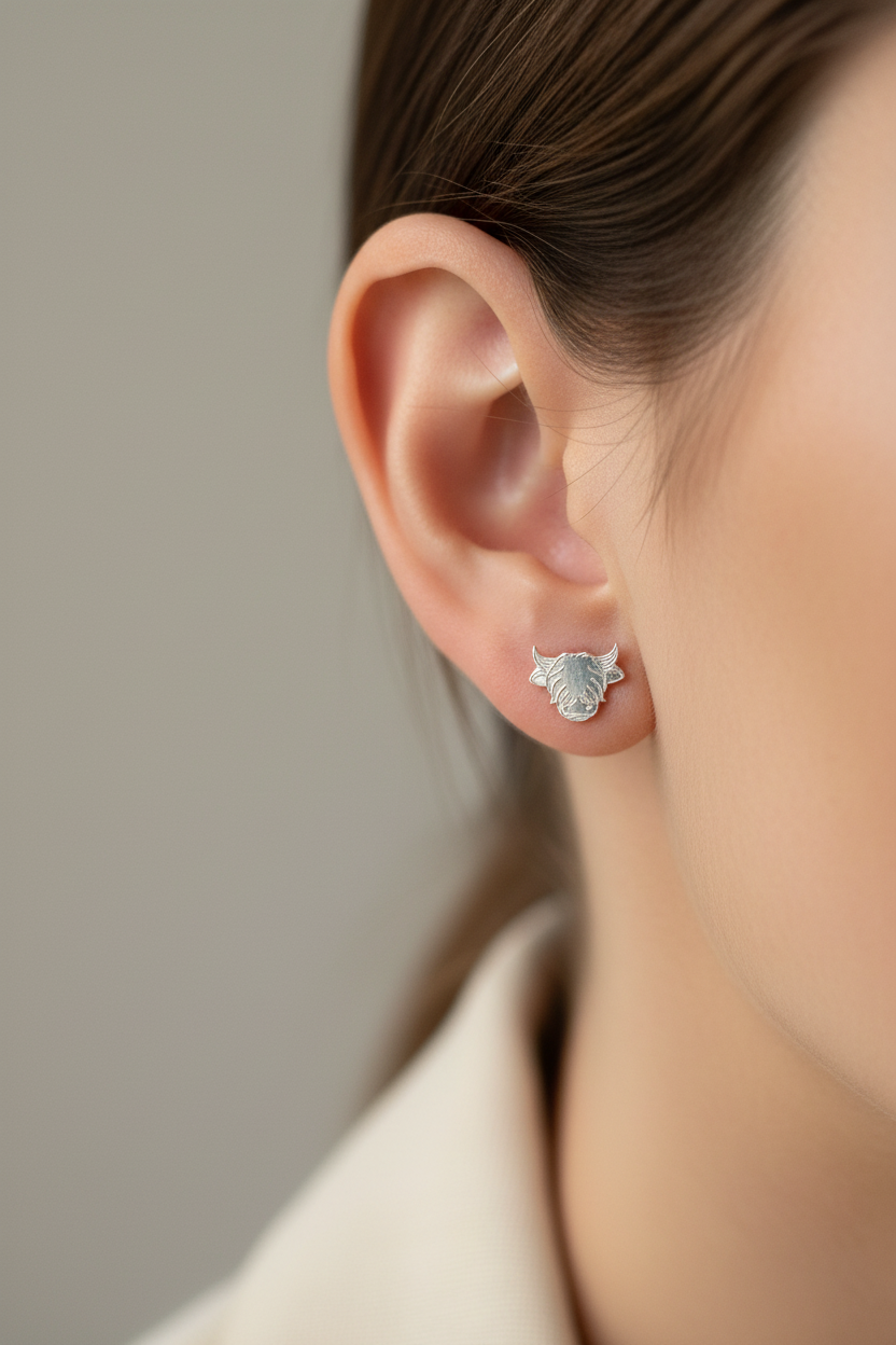 Highland Cow Head Stud Earrings