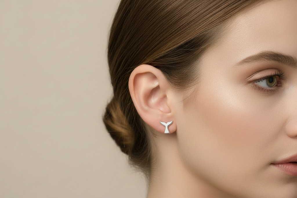 Whale Tail Stud Earrings