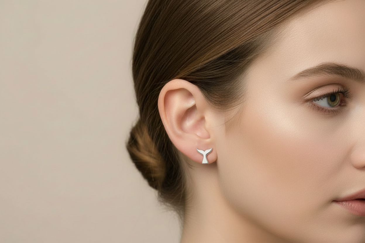 Whale Tail Stud Earrings
