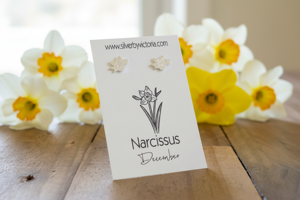 December Birth Flower Stud Earrings - Narcissus Stud Earrings