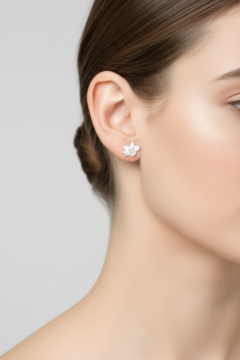 December Birth Flower Stud Earrings - Narcissus Stud Earrings