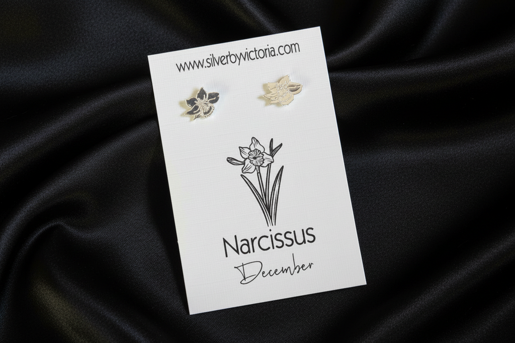 December Birth Flower Stud Earrings - Narcissus Stud Earrings