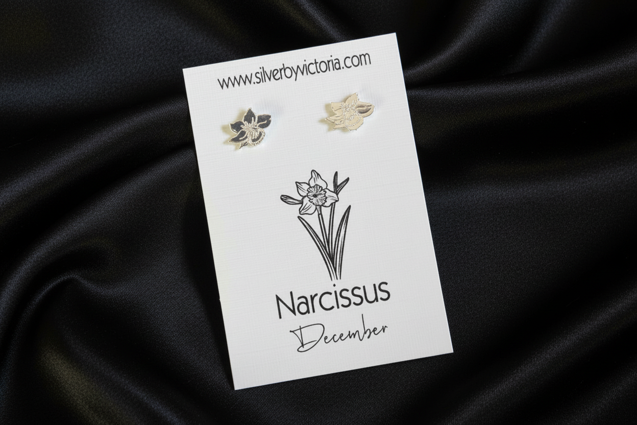 December Birth Flower Stud Earrings - Narcissus Stud Earrings