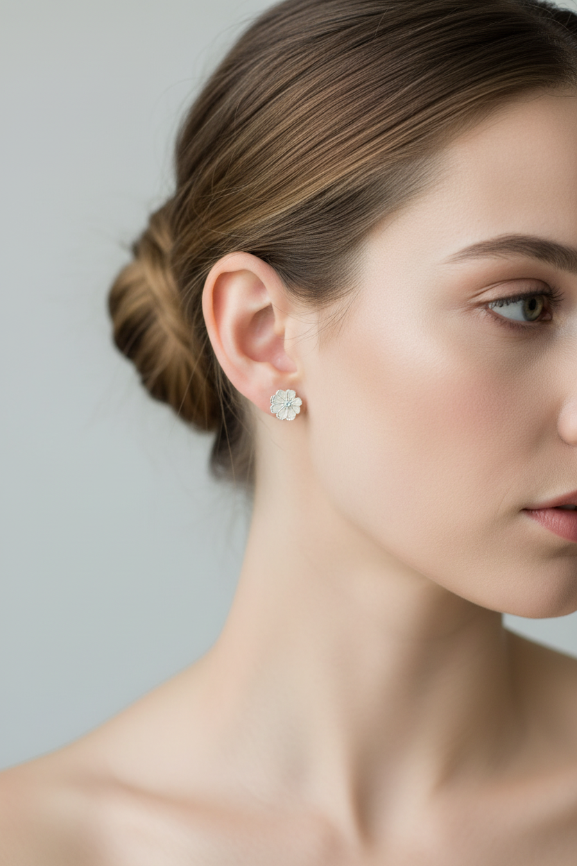 October Birth Flower Stud Earrings - Cosmos Stud Earrings