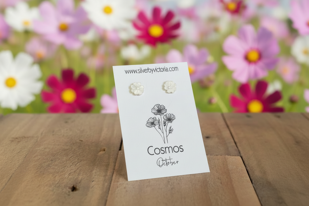 October Birth Flower Stud Earrings - Cosmos Stud Earrings
