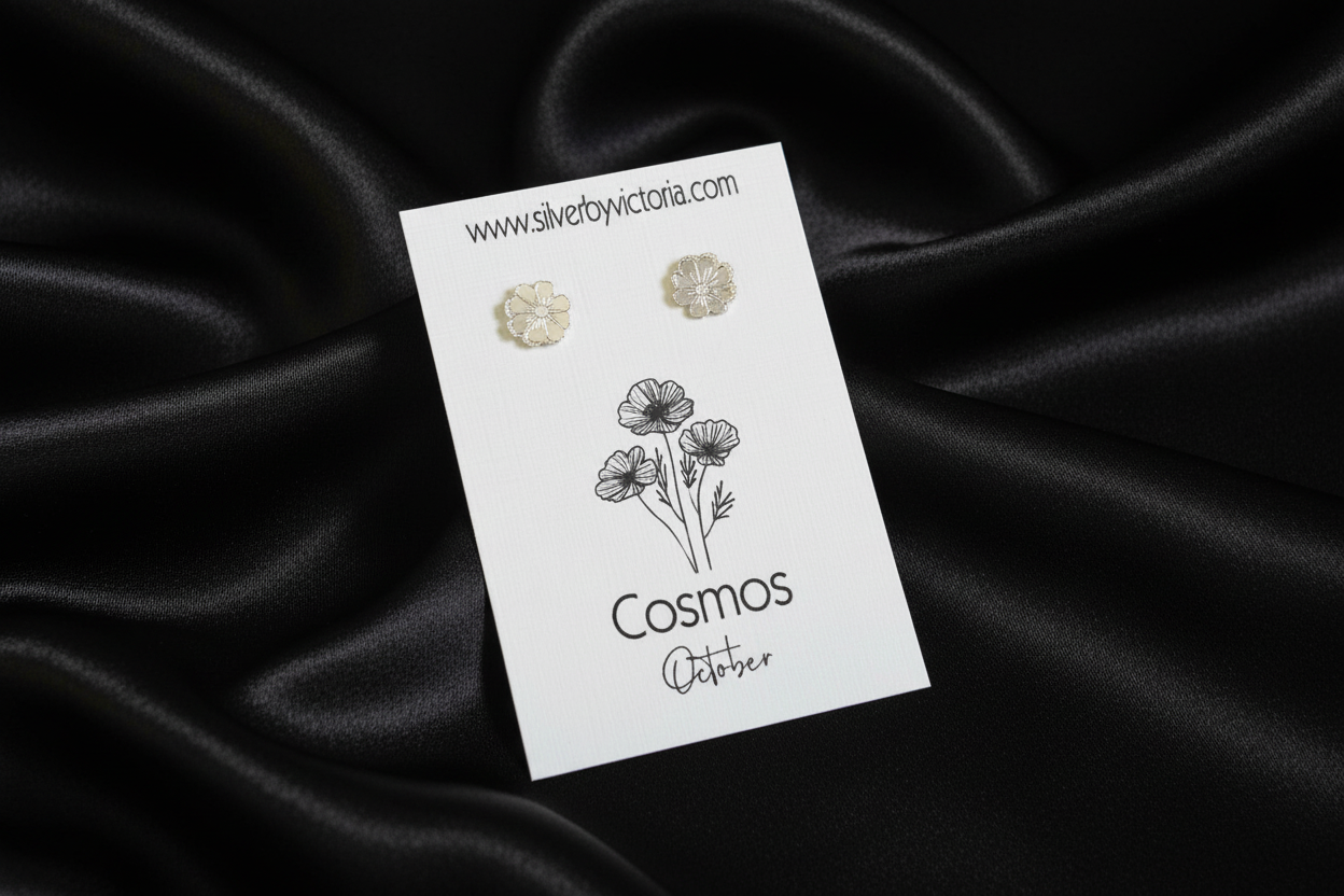 October Birth Flower Stud Earrings - Cosmos Stud Earrings