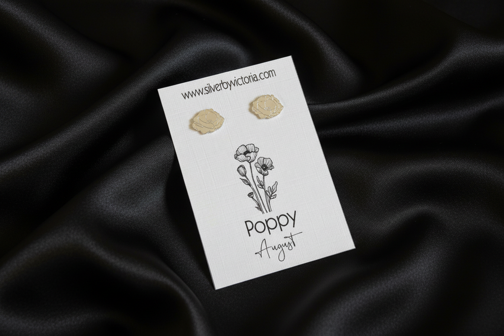 August Birth Flower Stud Earrings - Poppy Stud Earrings