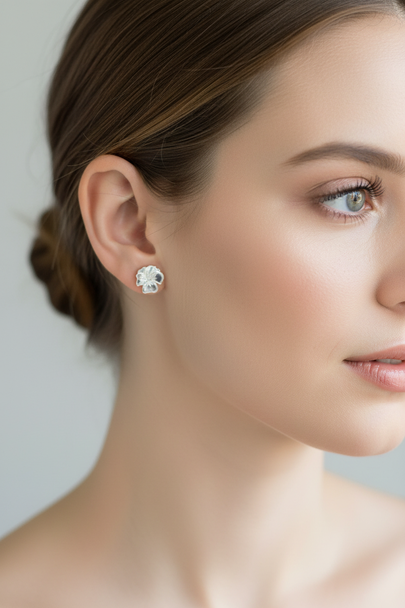 February Birth Flower Stud Earrings - Violet Stud Earrings
