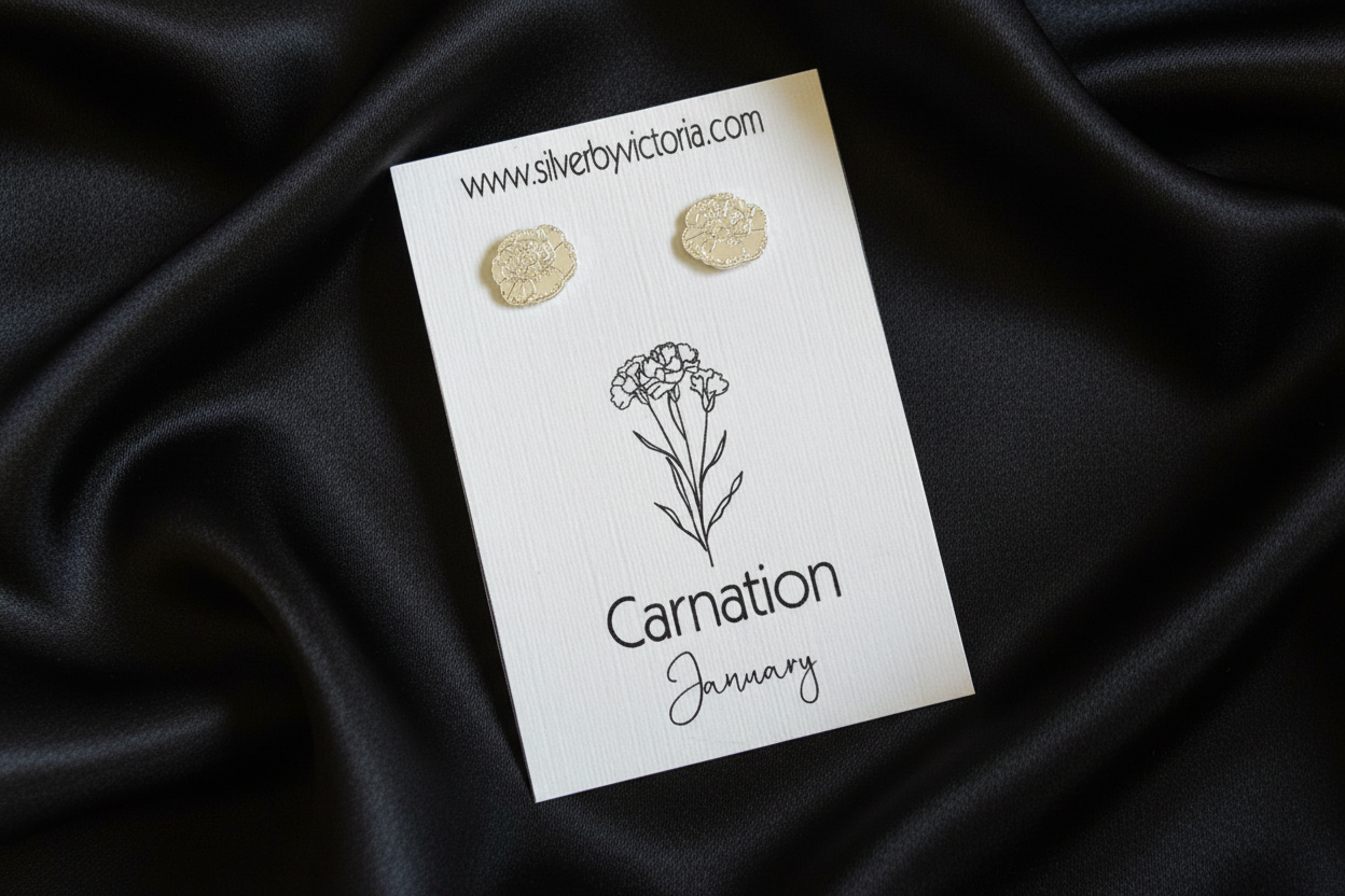 January Birth Flower Stud Earrings - Carnation Stud Earrings