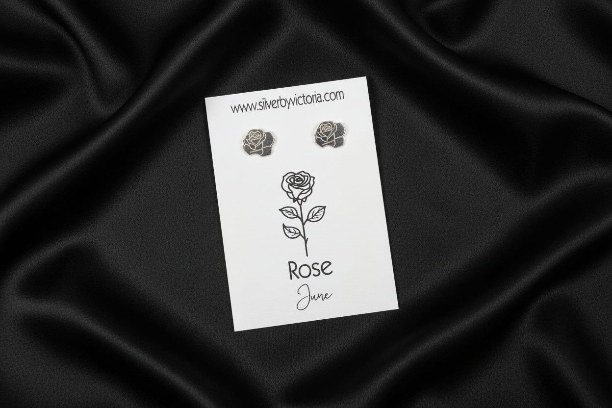 June Birth Flower Stud Earrings - Rose Stud Earrings