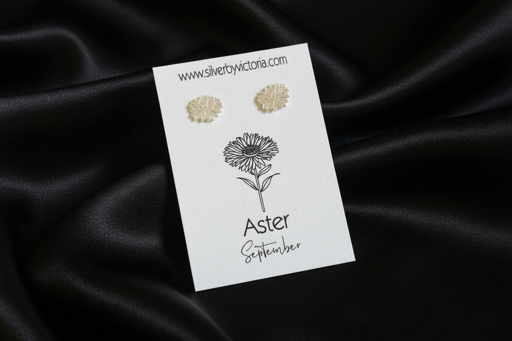 September Birth Flower Stud Earrings - Aster Stud Earrings