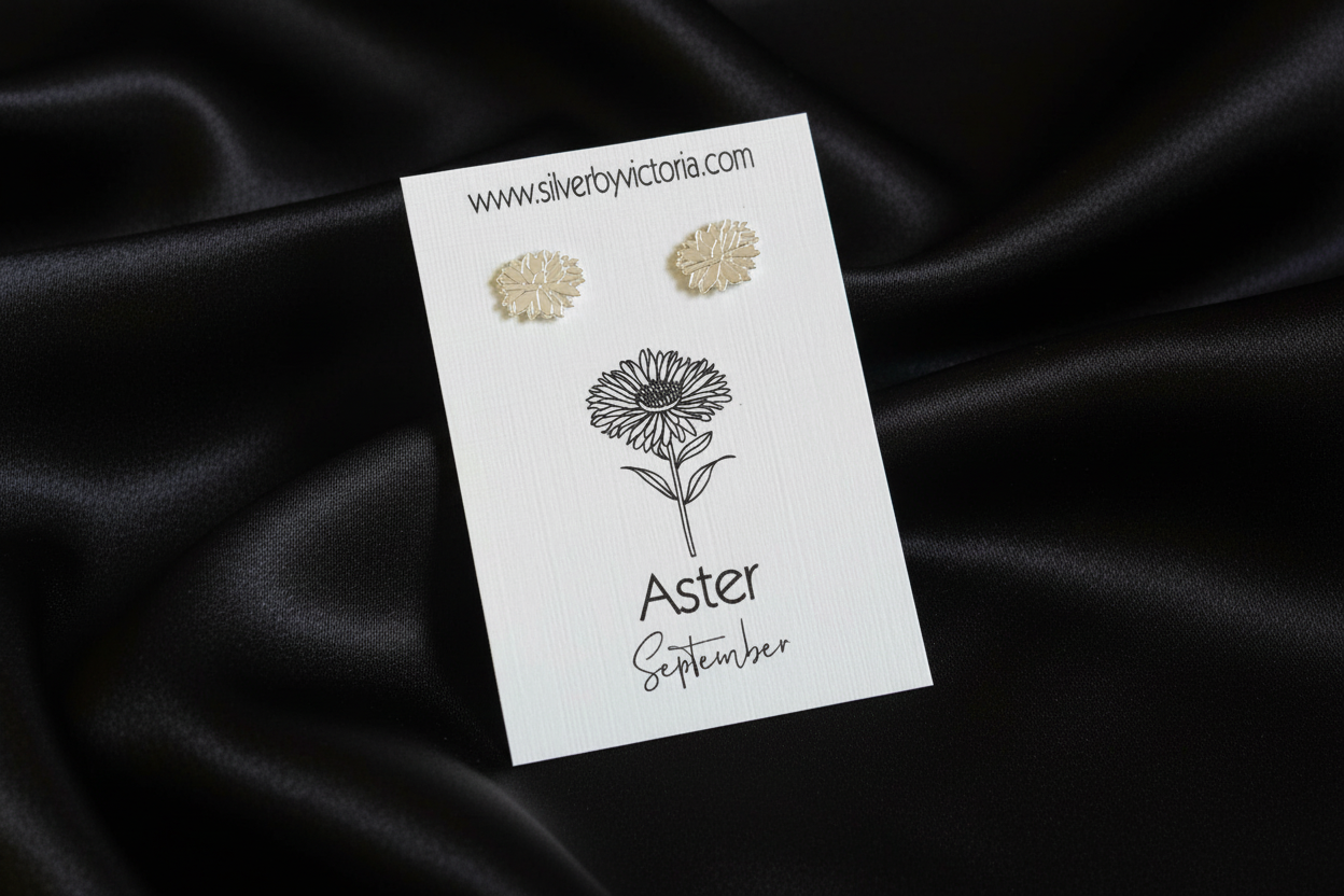 September Birth Flower Stud Earrings - Aster Stud Earrings
