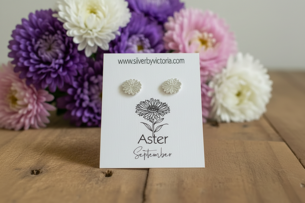 September Birth Flower Stud Earrings - Aster Stud Earrings
