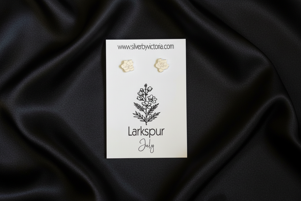 July Birth Flower Stud Earrings - Larkspur Stud Earrings