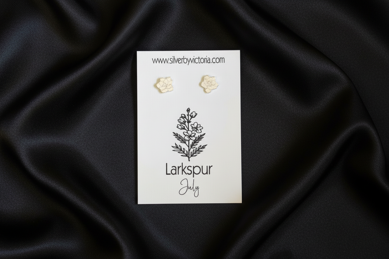 July Birth Flower Stud Earrings - Larkspur Stud Earrings