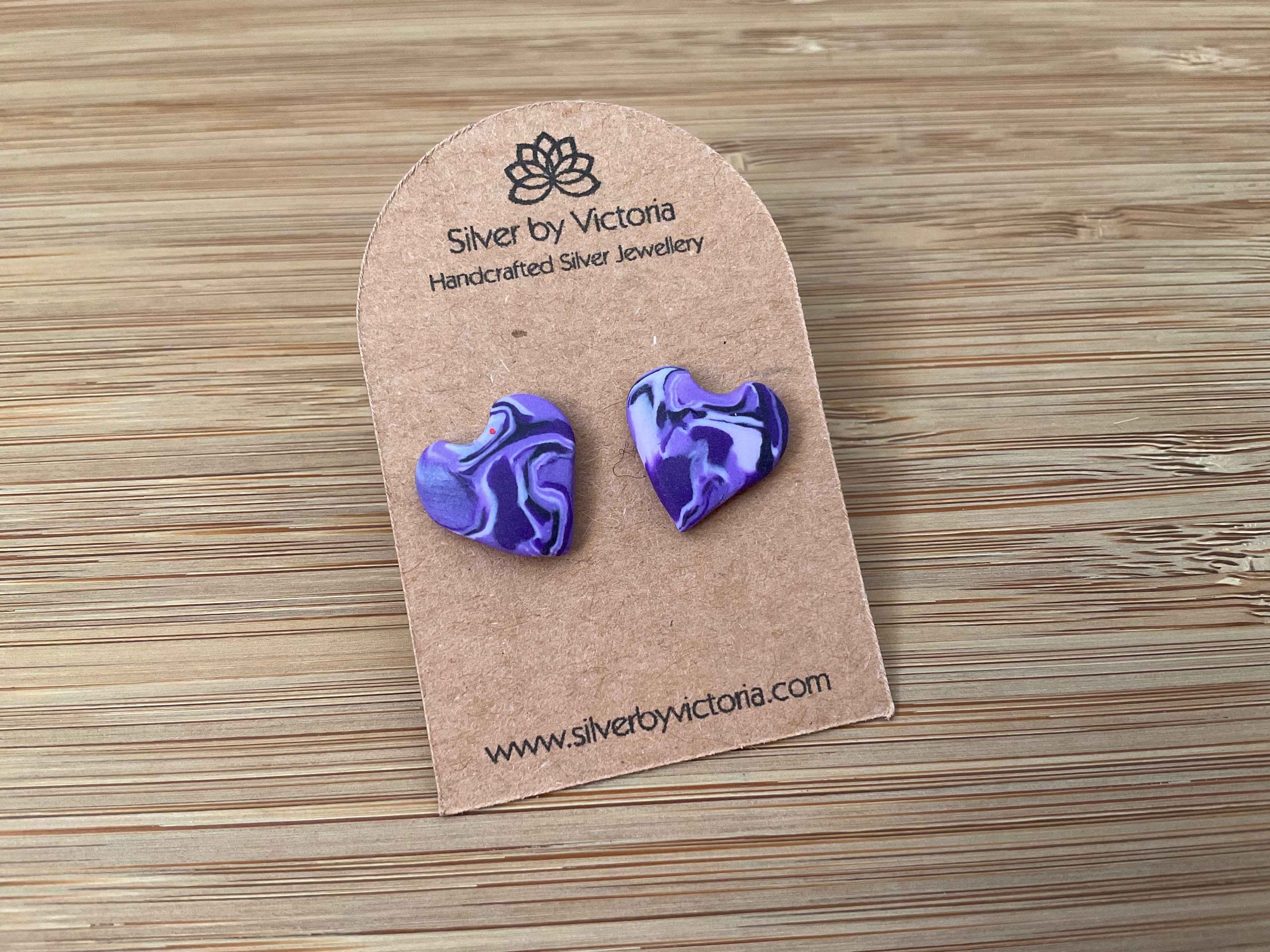 Purple Heart Polymer Clay Stud Earrings