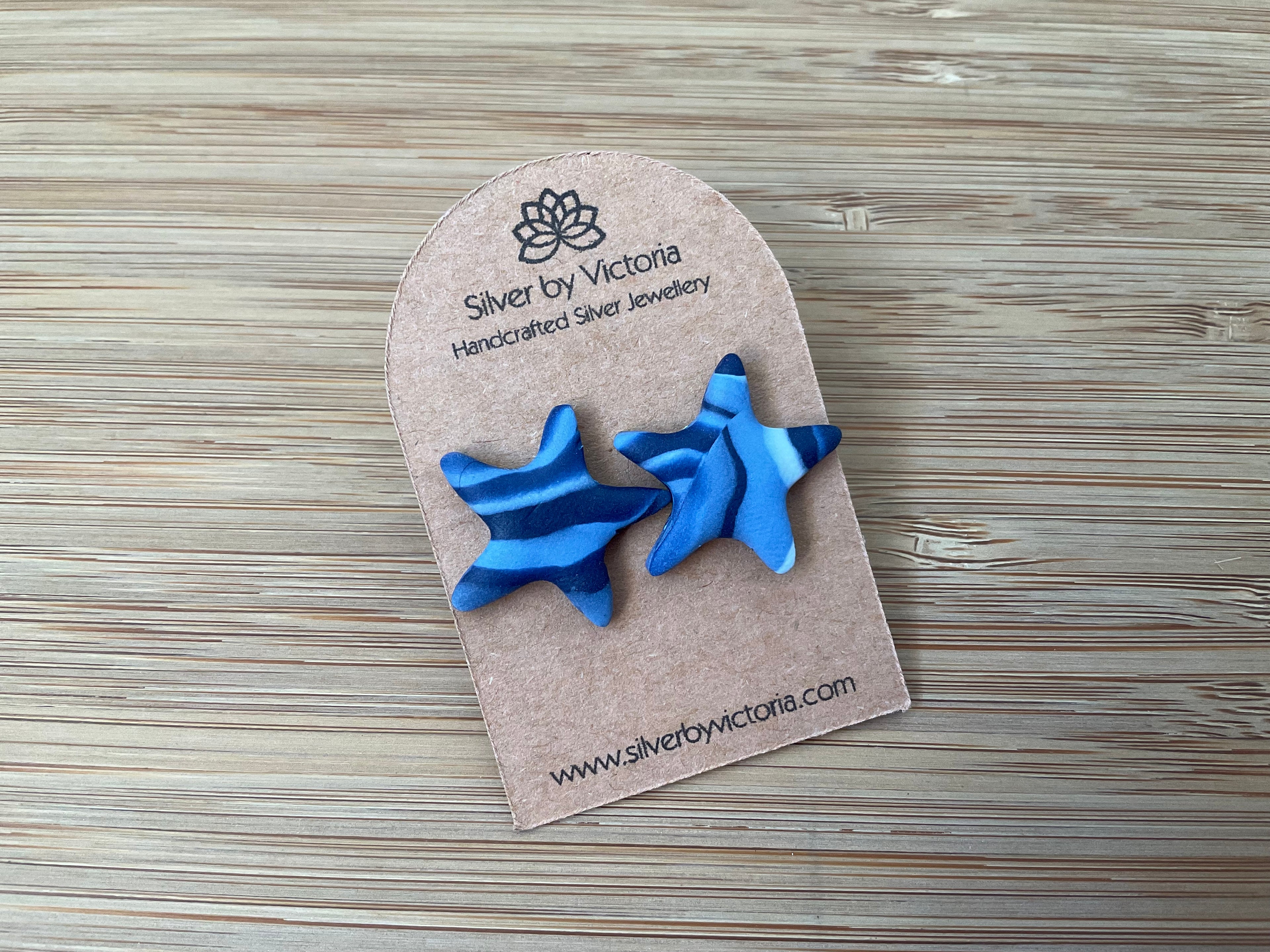 Blue Star Polymer Clay Stud Earrings