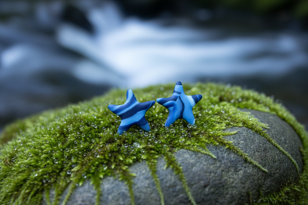 Blue Star Polymer Clay Stud Earrings